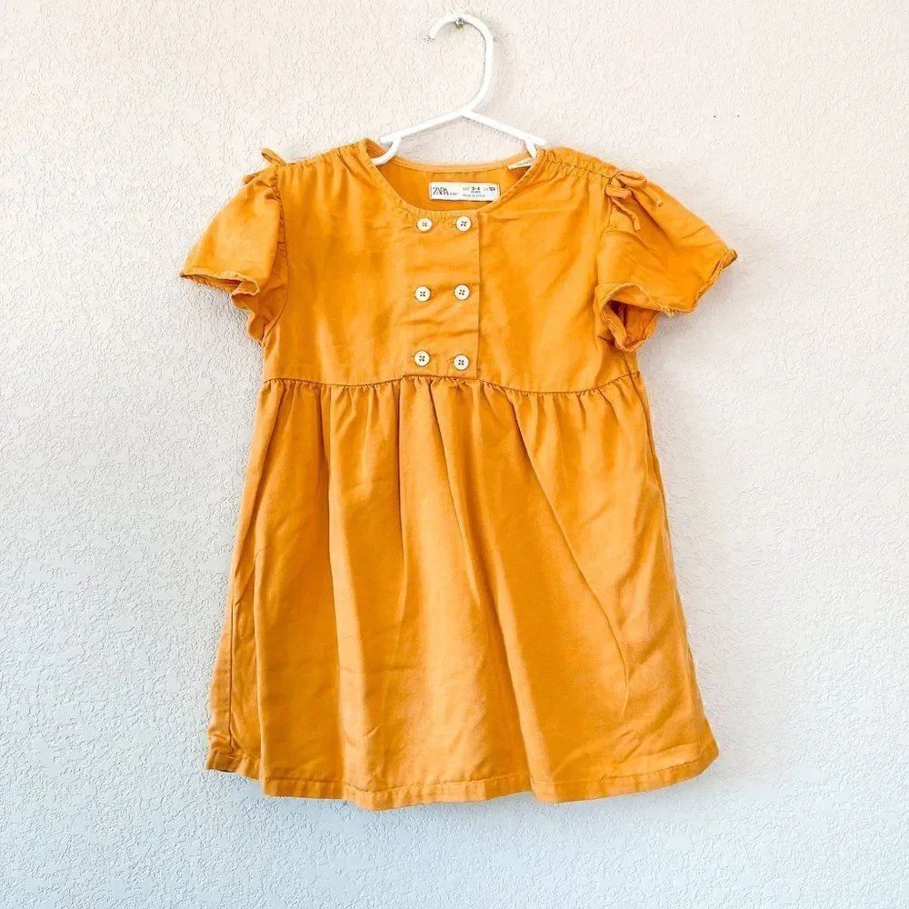 Zara Girls Mustard Yellow Dress, Size 3-4Y